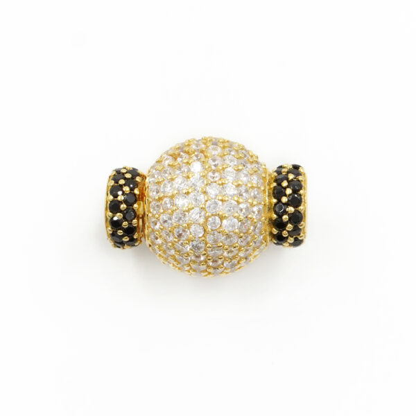 Sterling Silver clasp with bicolored zircons sphere shape size 14mm cups 6,50mm – Golden Color