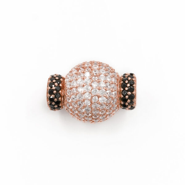 Sterling Silver clasp with bicolored zircons sphere shape size 14mm cups 6,50mm – Rose Color