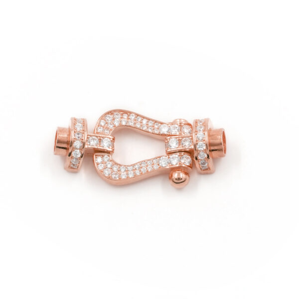 Sterling Silver magnetic clasp with zircons size 31x14mm cups 5mm – Rose Color