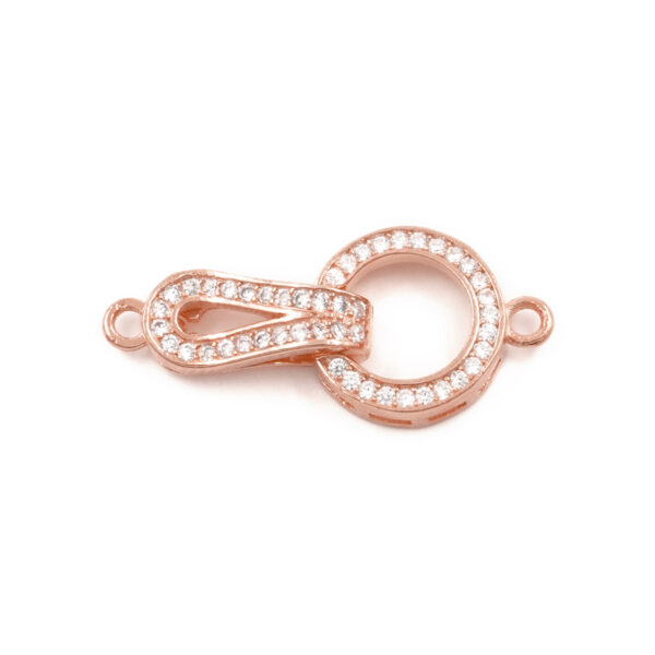 Sterling Silver clasp with zircons round shape size 26x11mm – Rose Color