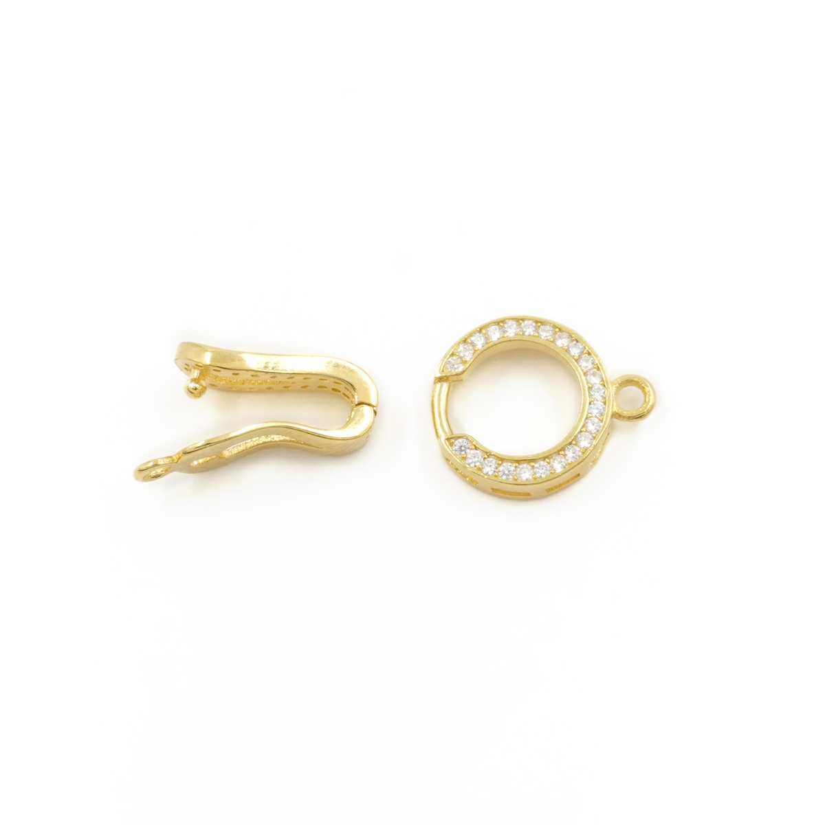 Argento 925 chiusura con zirconi tonda 26x11mm – Dorato - immagine 2