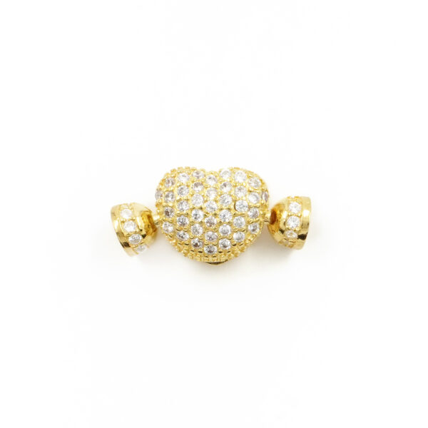Sterling Silver clasp with zircons heart shape size 16x8mm cups 4,50mm – Golden Color