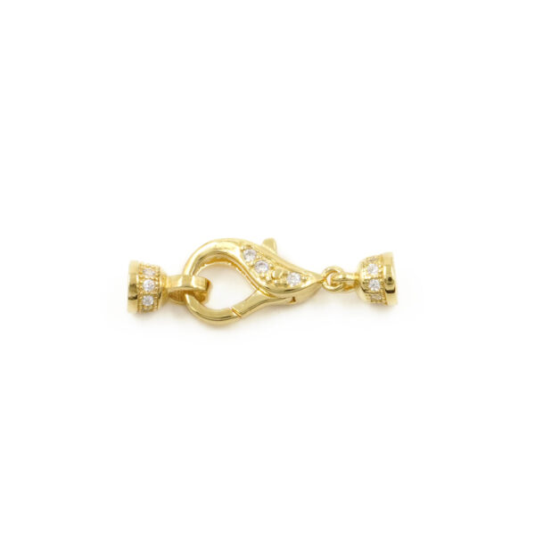 Sterling Silver clasp with zircons size 13x7mm cups 4mm – Golden Color