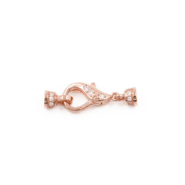 Sterling Silver clasp with zircons size 13x7mm cups 4mm – Rose Color