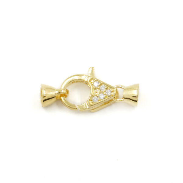 Sterling Silver clasp with zircons size 13x9mm cups 5mm – Golden Color
