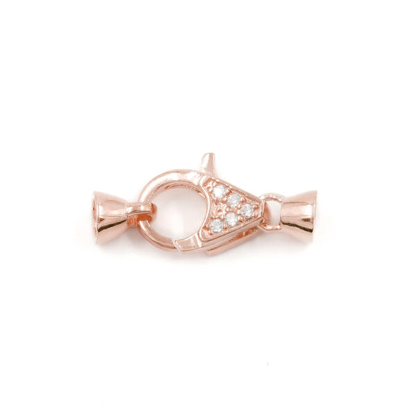 Sterling Silver clasp with zircons size 13x9mm cups 5mm – Rose Color