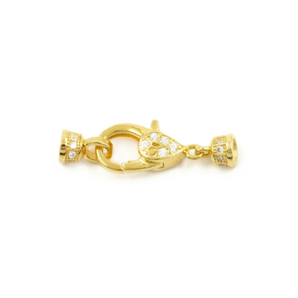 Sterling Silver clasp with zircons size 12x6mm cups 4mm – Golden Color