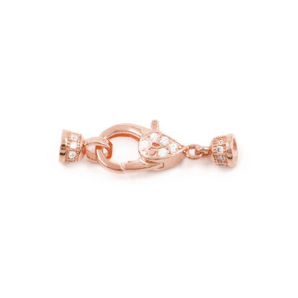 Sterling Silver clasp with zircons size 12x6mm cups 4mm – Rose Color