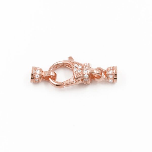 Sterling Silver clasp with zircons size 13x7mm cups 4mm – Rose Color