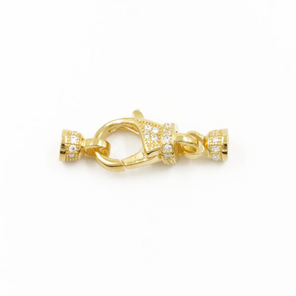 Sterling Silver clasp with zircons size 13x7mm cups 4mm – Golden Color