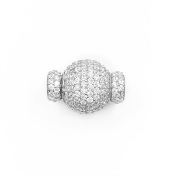 Sterling Silver clasp with zircons sphere shape size 14mm cups 6,50mm – Rhodium Color