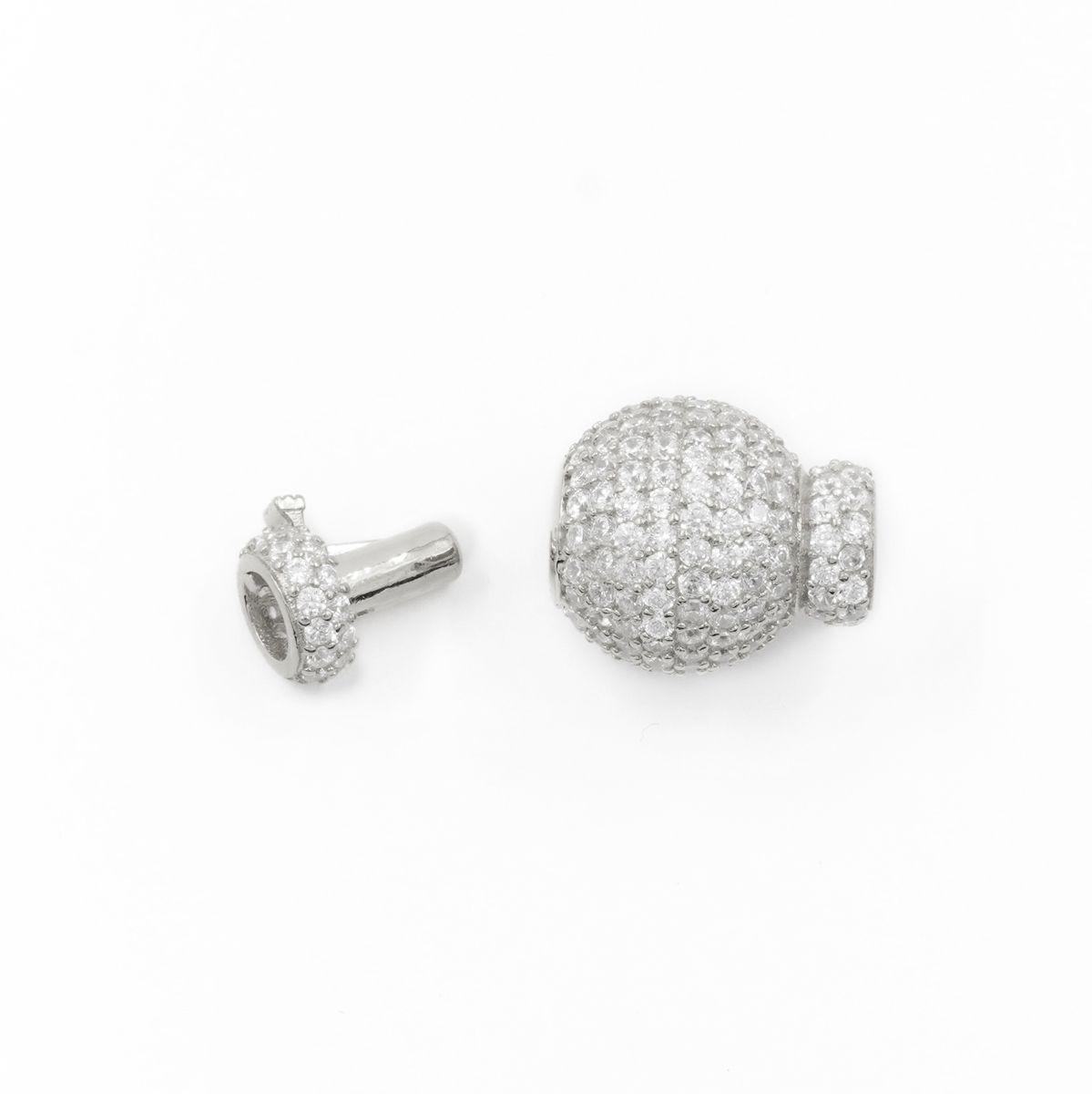 Argento 925 chiusura con zirconi sfera 14mm coppa 6,50mm – Rodiato - immagine 2