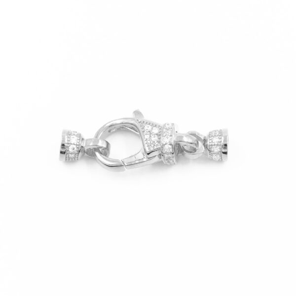 Sterling Silver clasp with zircons size 13x7mm cups 4mm - Rhodium Color