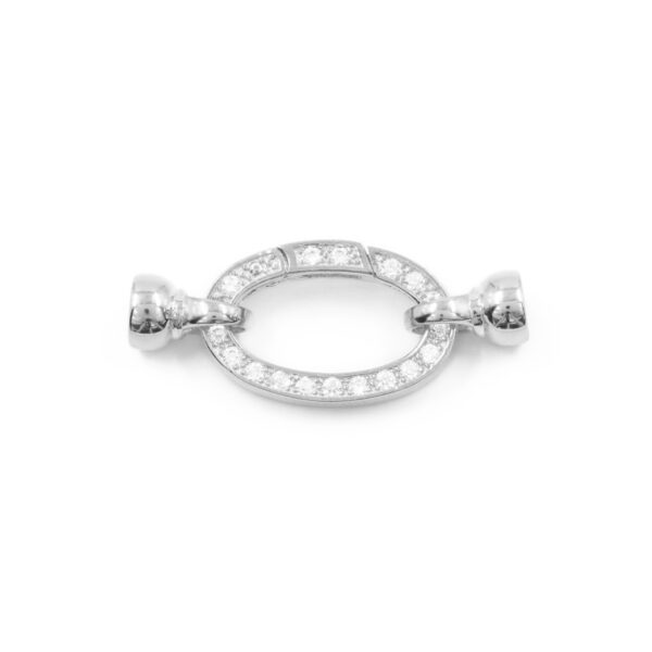 Sterling Silver clasp with zircons oval shape size 24x15mm cups 7mm – Rhodium Color