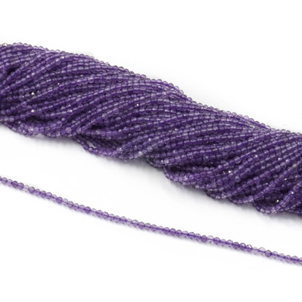 Amethyst strands faceted round shape size 2mm