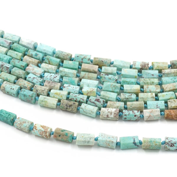 Chrysocolla strands faceted cylinders shape size  ~11x5mm