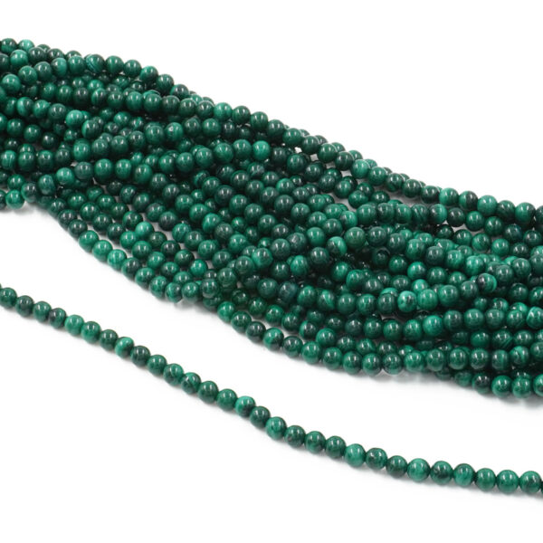 Malachite strands round shape size 4mm – AA Quality
