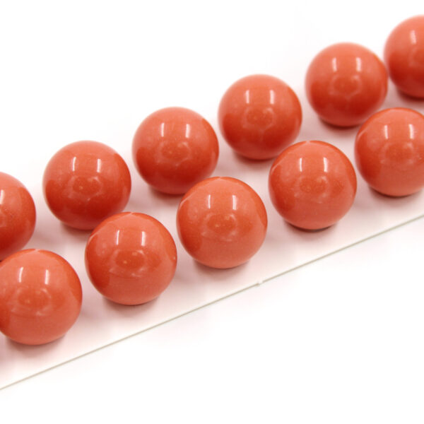 Recon orange coral round beads size 14mm