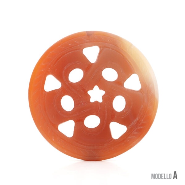 Piastra traforata in agata rossa e diaspro rosso 50mm – Foro Passante