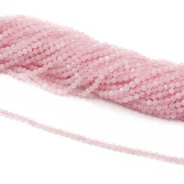Quarzo rosa fili tondi sfaccettati 3mm