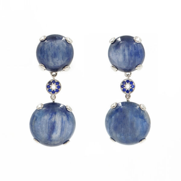 Sterling Silver Earrings with kyanite and zircons – Platinum Color