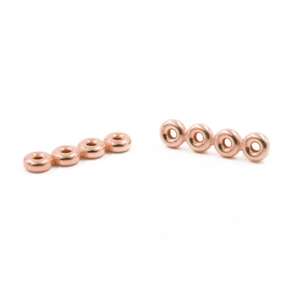Sterling Silver four elements spacer for bracelet donuts shape size 7mm – Rose Color