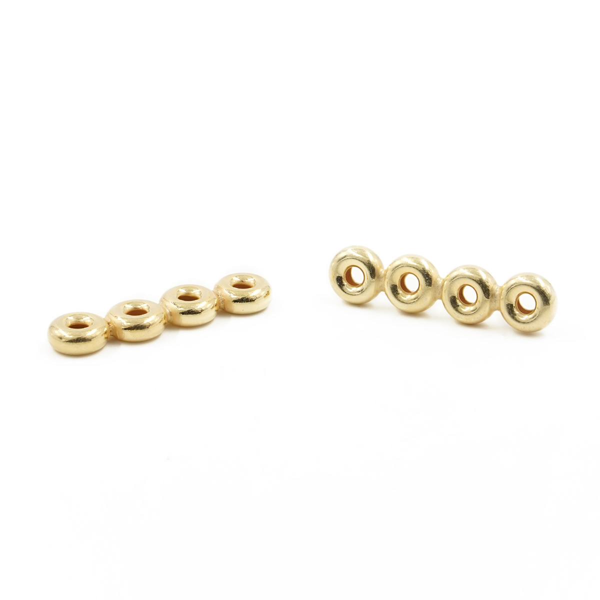Argento 925 separatore per bracciali a quattro elementi ciambella 7mm – Dorato