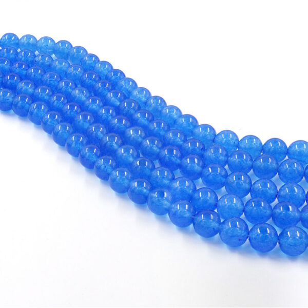 Blue dyed jade strands round beads 6mm to 12mm