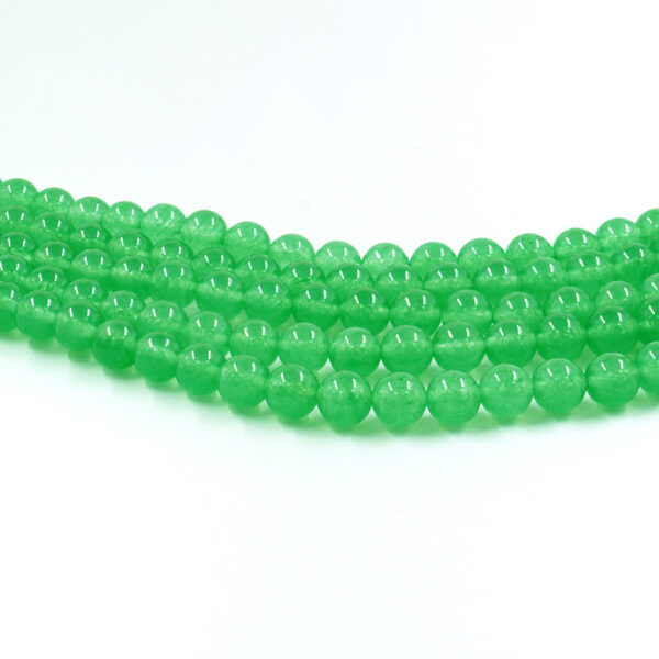 Light green dyed jade strands round beads 6mm to 14mm