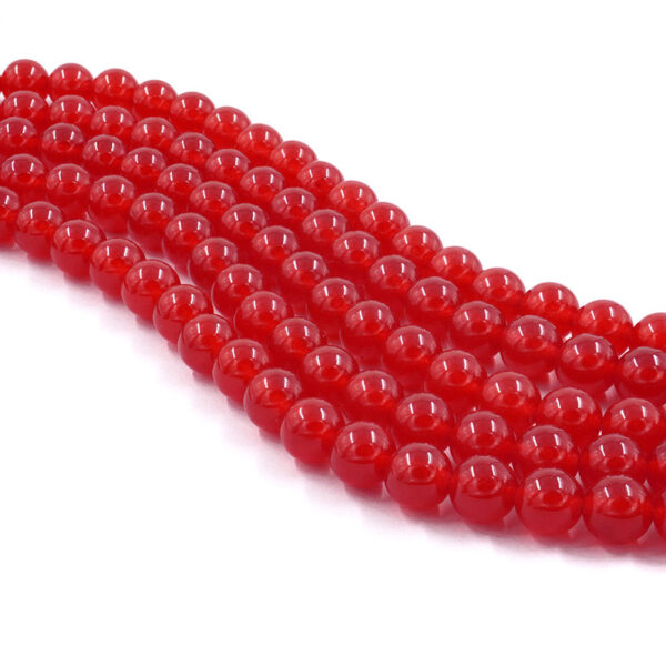 Red dyed jade strands round beads 6mm to 14mm