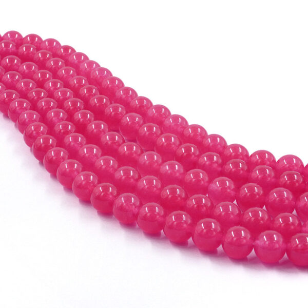 Light red dyed jade strands round beads 6mm to 14mm