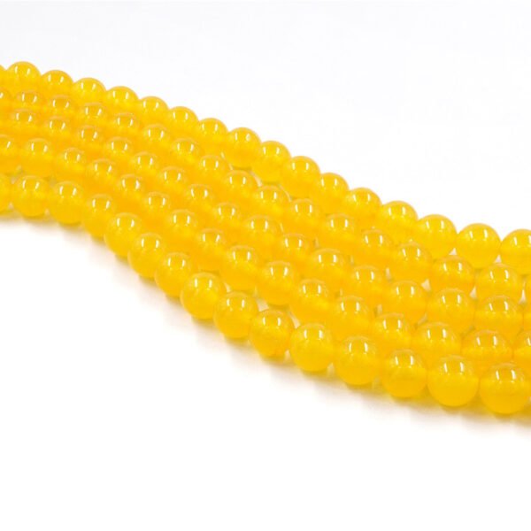 Yellow dyed jade strands round beads 6mm to 14mm