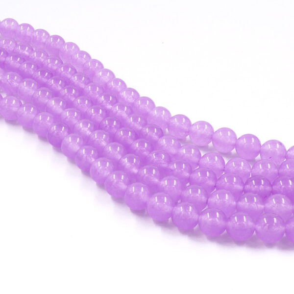 Light lilac dyed jade strands round beads 6mm to 14mm