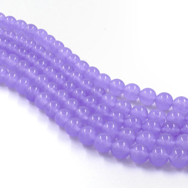 Dark lilac dyed jade strands round beads 6mm to 14mm
