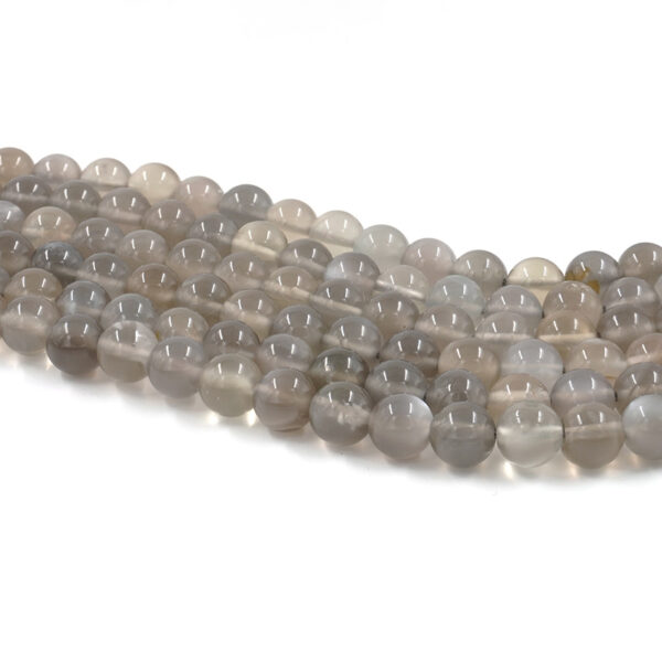 Grey Moonstone strands round beads 4mm to 10mm