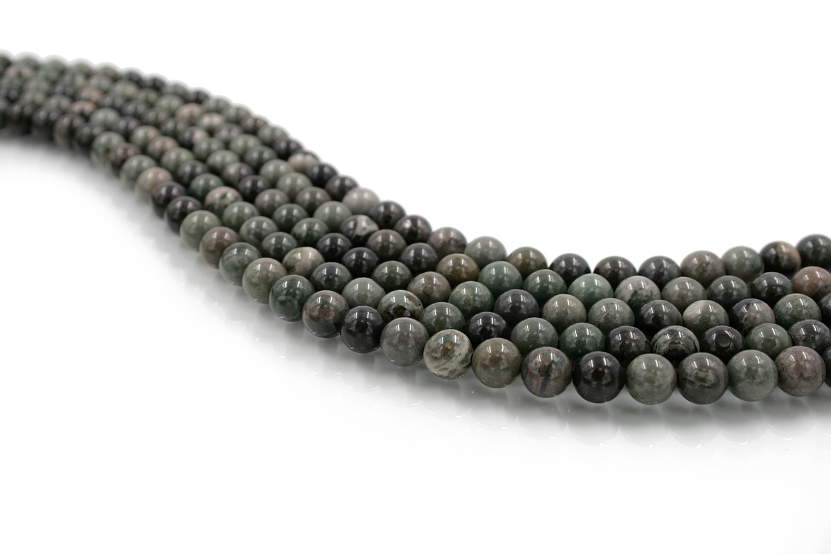 Green Forest Jasper strands round beads 6mm to 8mm