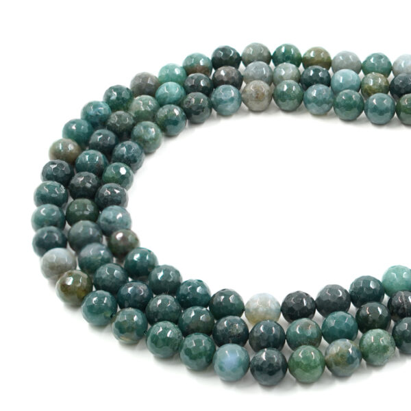 Moss Agate strands faceted round beads 3mm to 20mm
