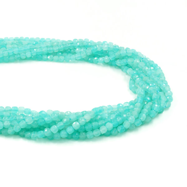 Amazonite strands faceted cube shape size 4mm