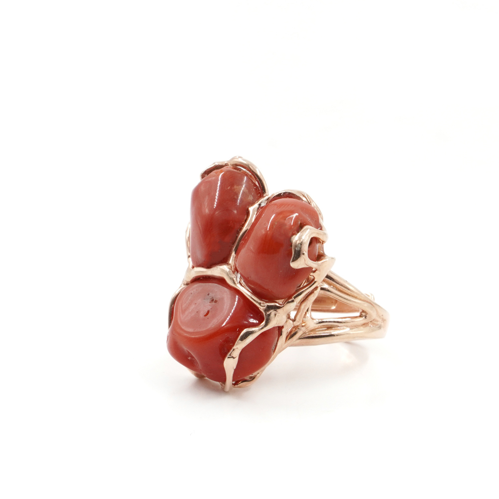 Anello in argento 925 con corallo – Rosato