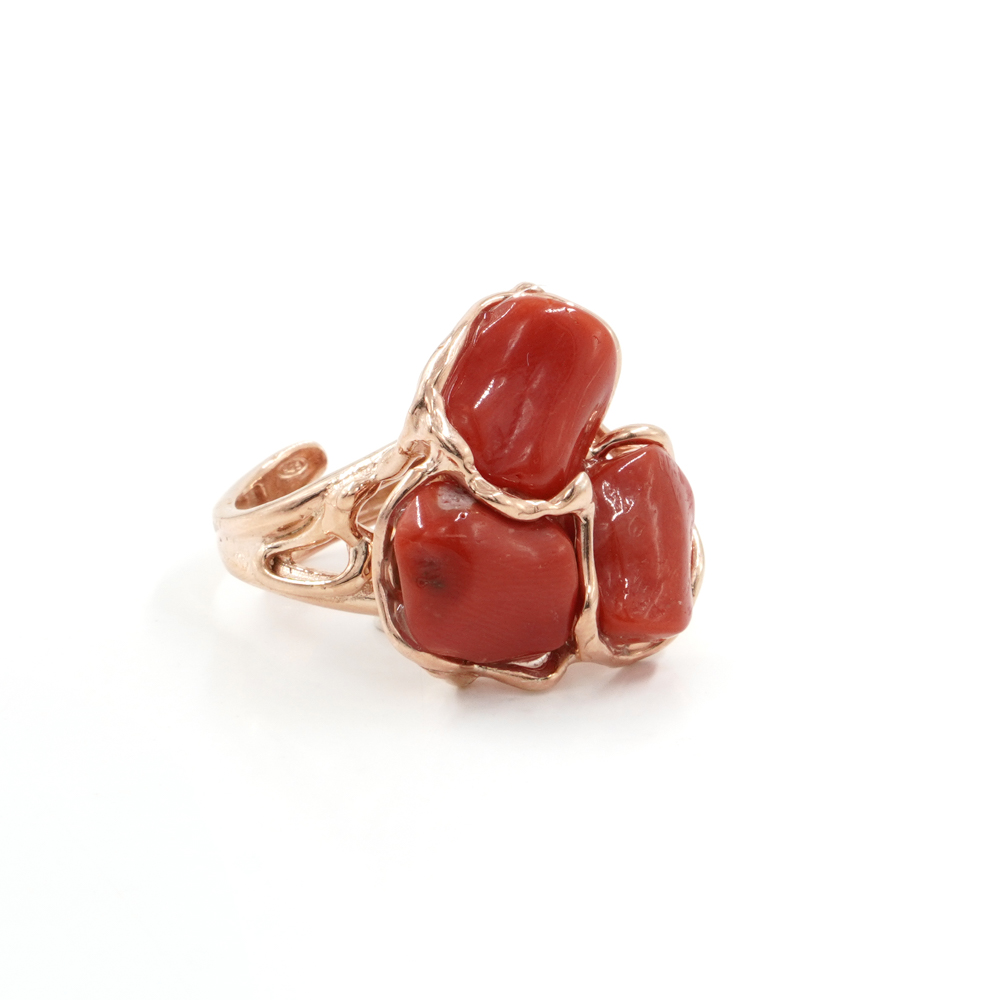 Anello in argento 925 con corallo – Rosato - immagine 2