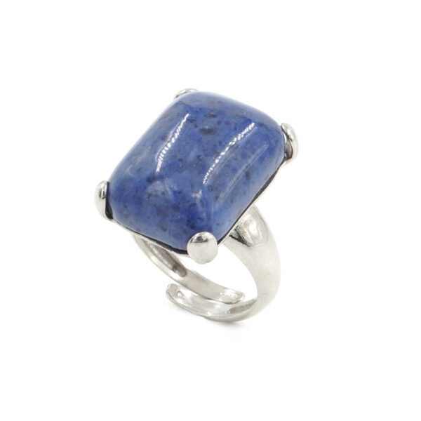 Sterling silver ring with dumortierite – Platinum Color