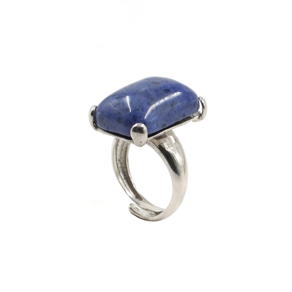 Anello in argento 925 con dumortierite – Platinato - immagine 2