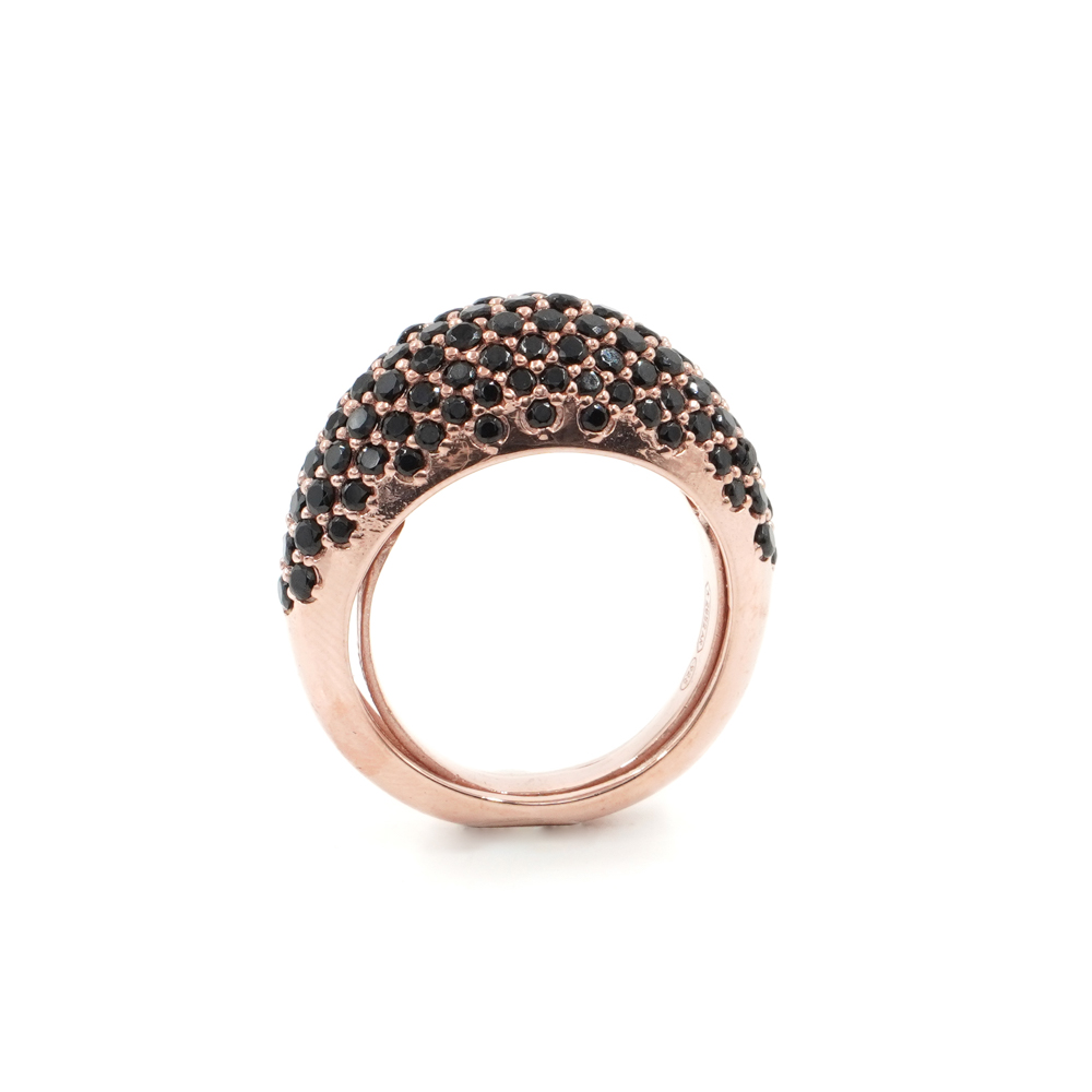Anello in argento 925 con zirconi neri - Rosato - immagine 2