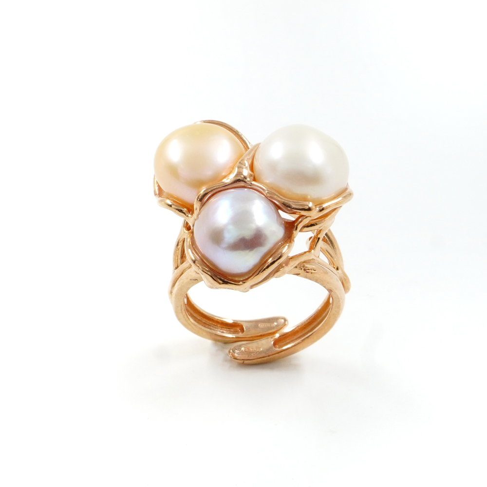 Anello in argento 925 con perle multicolore – Rosato - immagine 2