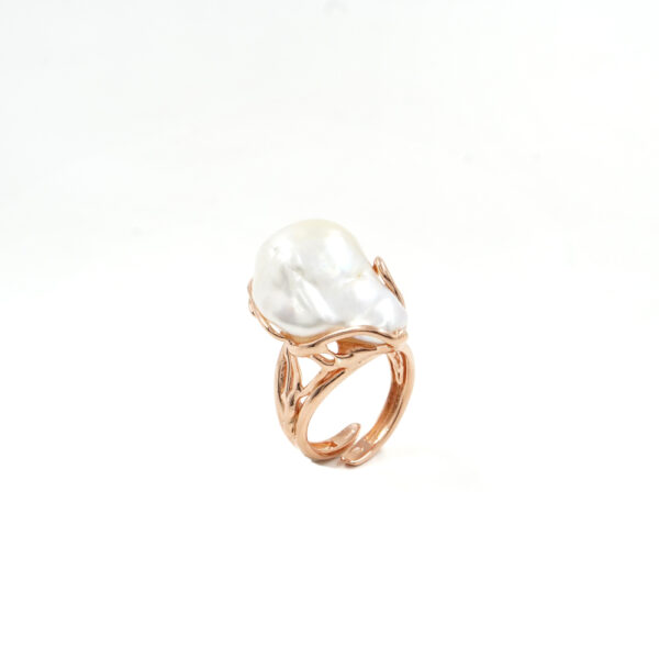 Anello in argento 925 con perla barocca – Rosato