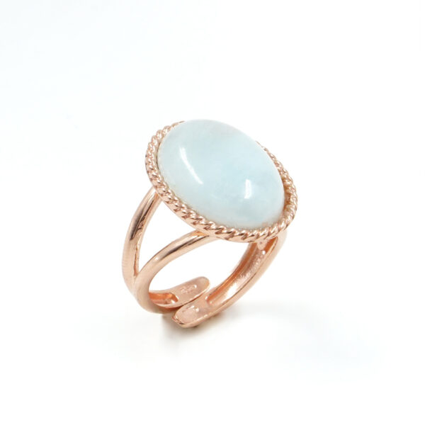 Sterling silver ring with aquamarine – Rose Color