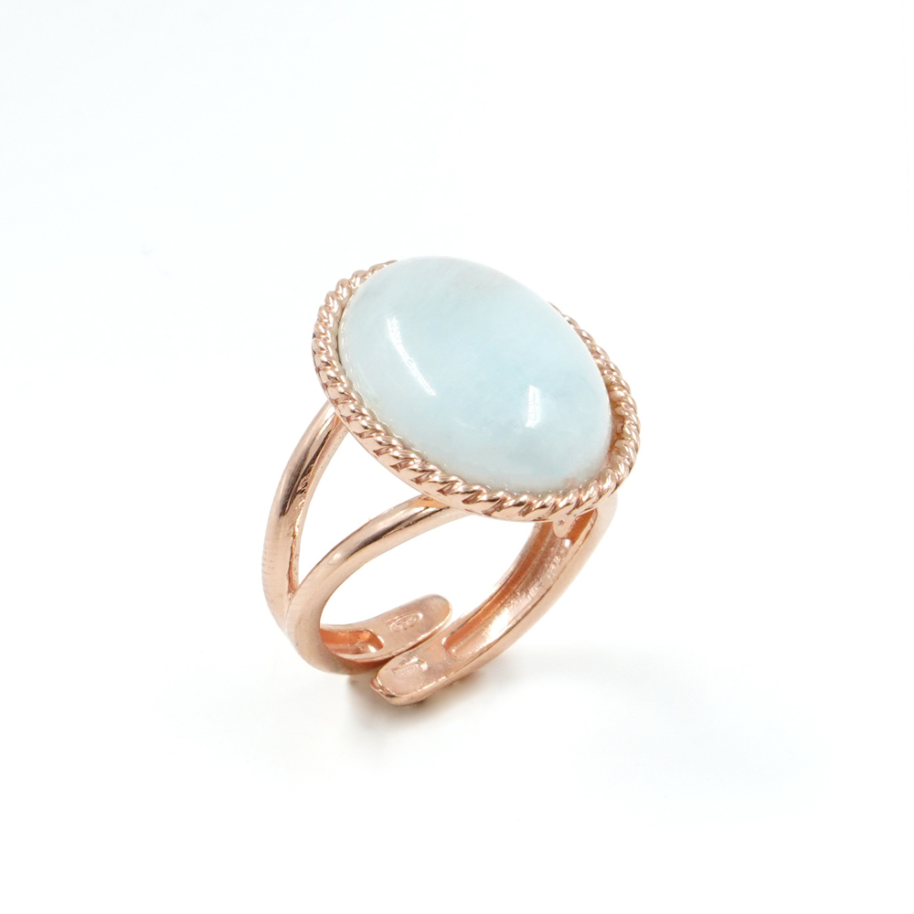 Anello in argento 925 con acquamarina – Rosato
