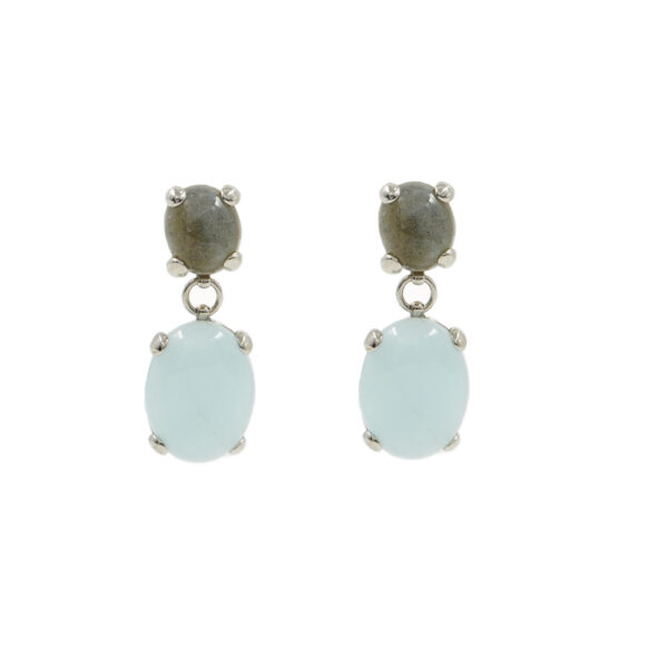 Sterling Silver Earrings with aquamarine, labradorite – Platinum Color