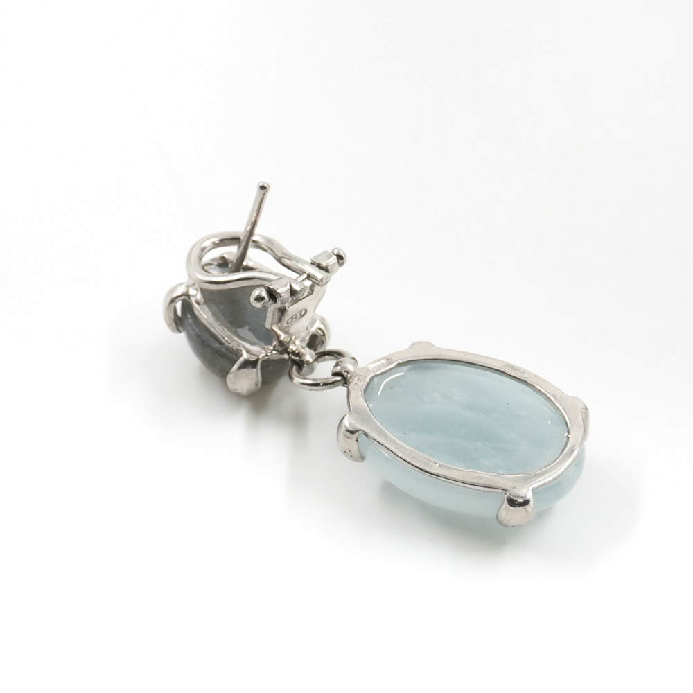 Orecchini in argento 925 con acquamarina, labradorite – Platinato - immagine 2