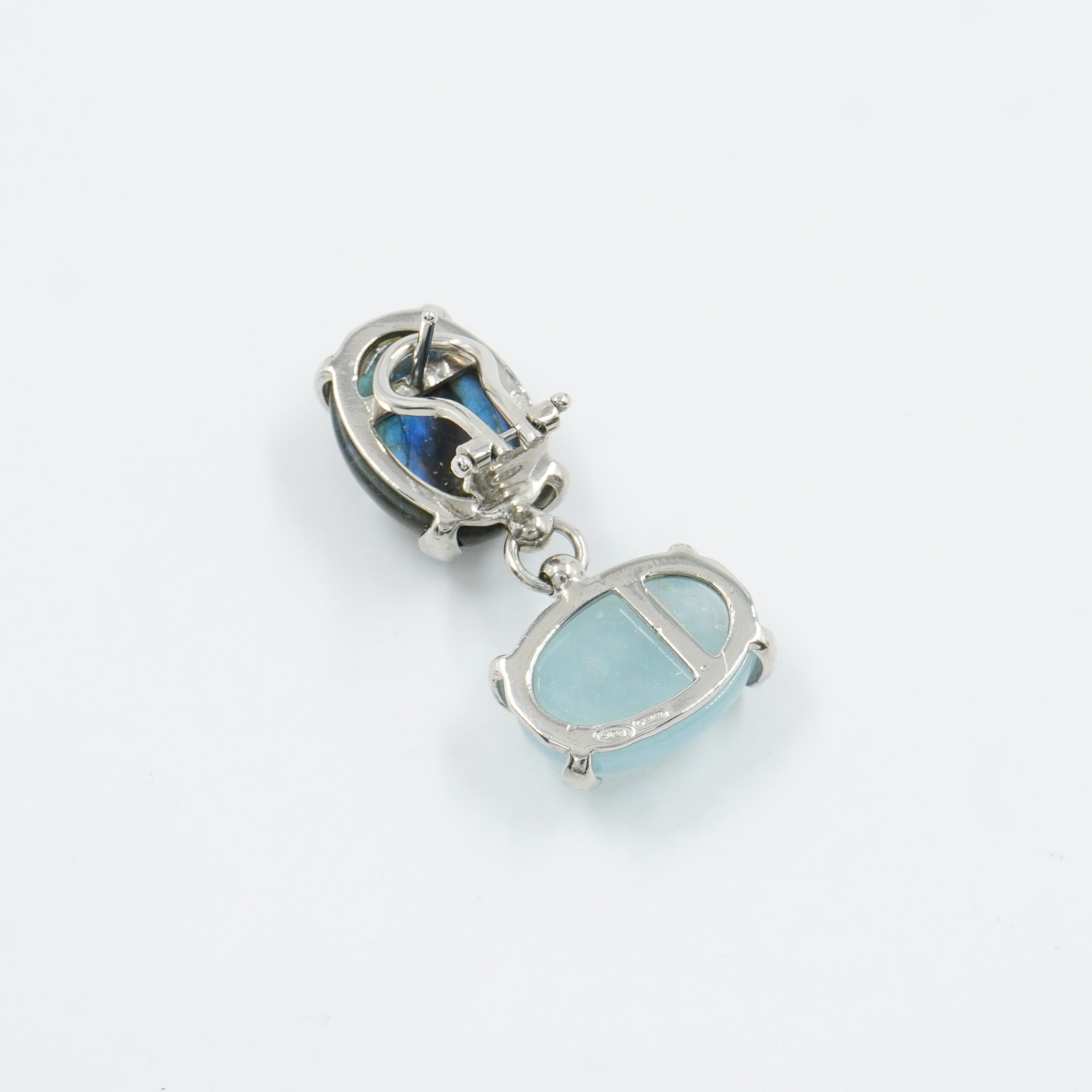 Orecchini in argento 925 con acquamarina, labradorite – Platinato - immagine 2